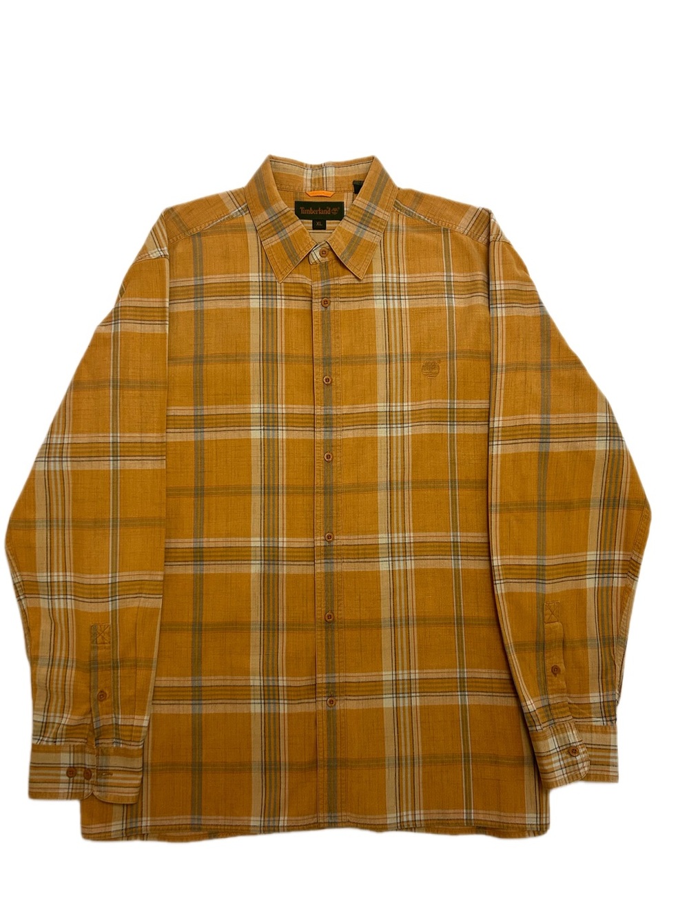 Timberland Men's Mustard Yellow Plaid Button-Down Shirt
